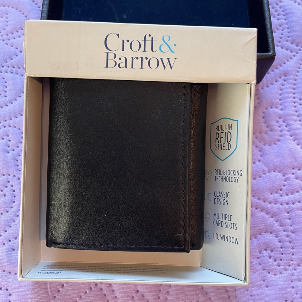 Black mens trifold wallet.